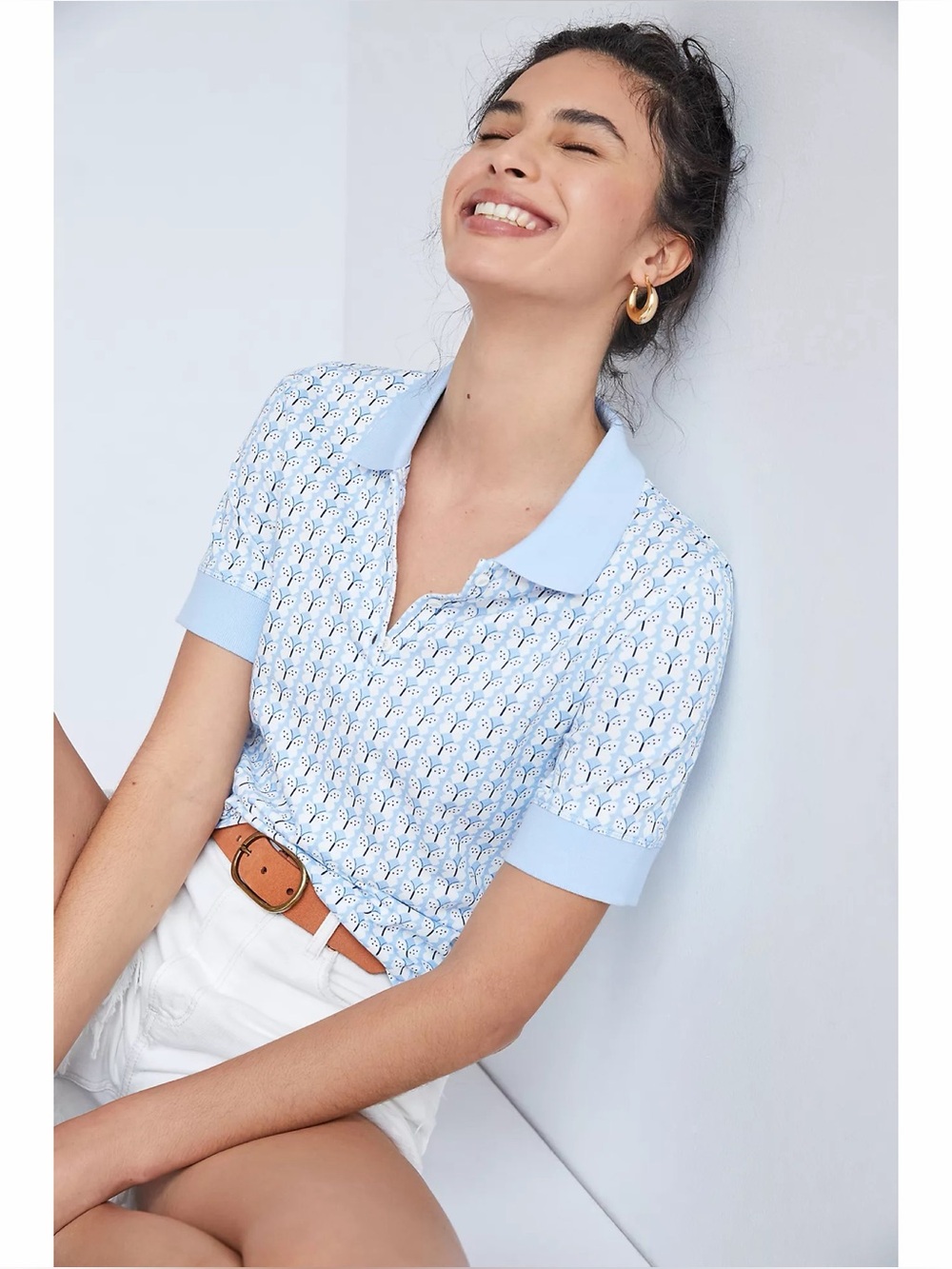 Anthropologie Maeve Springtime Polo Top